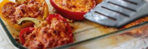 stuffed peppers recipe with canned beef from Werling and Sons.